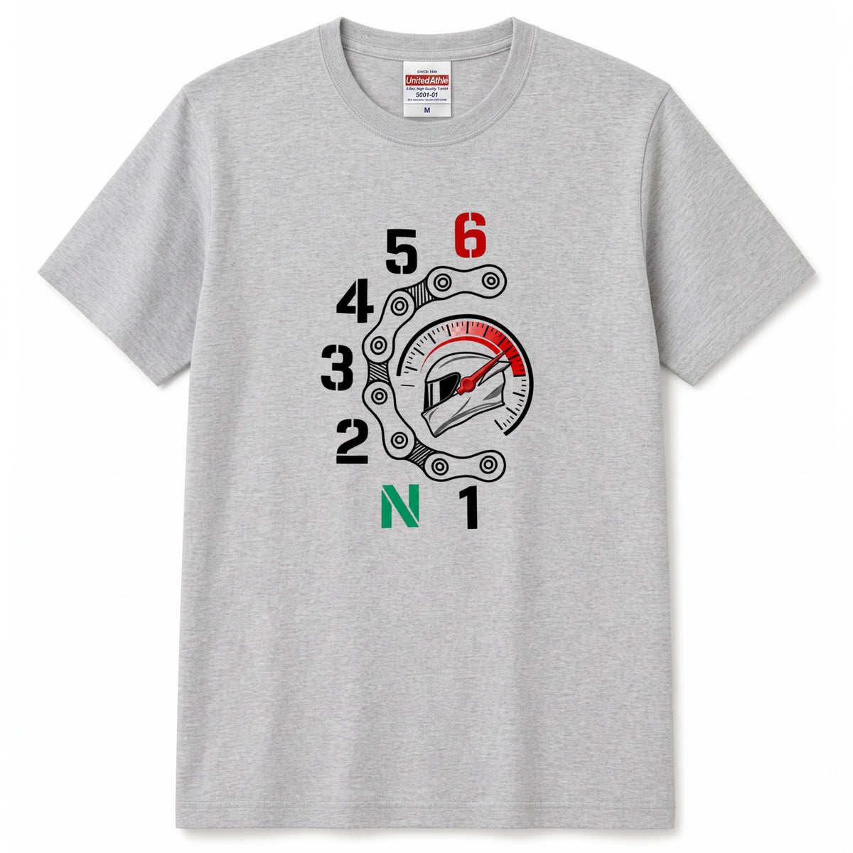 MOTO SHIFT CHAIN | バイクチェーン メーター レッドライン グラフィック Tシャツ【バイク乗りの日常・ツーリング・オシャレ・ギフトに最適】