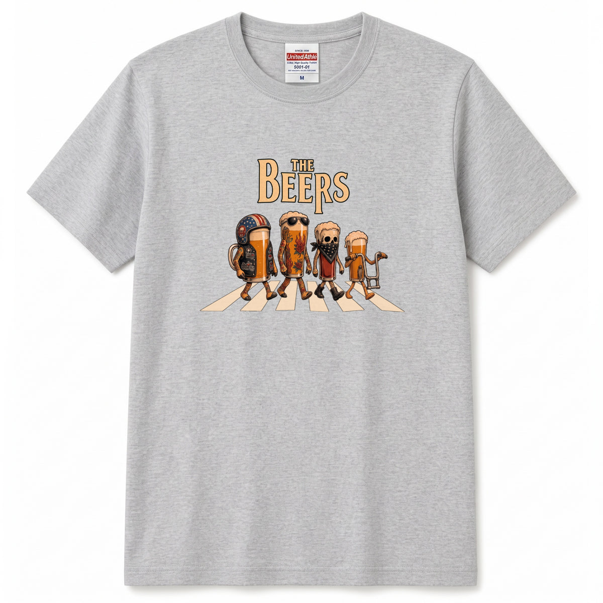 THE BEERS CHOPPER | アメリカンバイク チョッパー クラフトビール 横断歩道 筆文字 パロディ Tシャツ【ライダー・ハーレー乗り・父の日・プレゼントに最適】