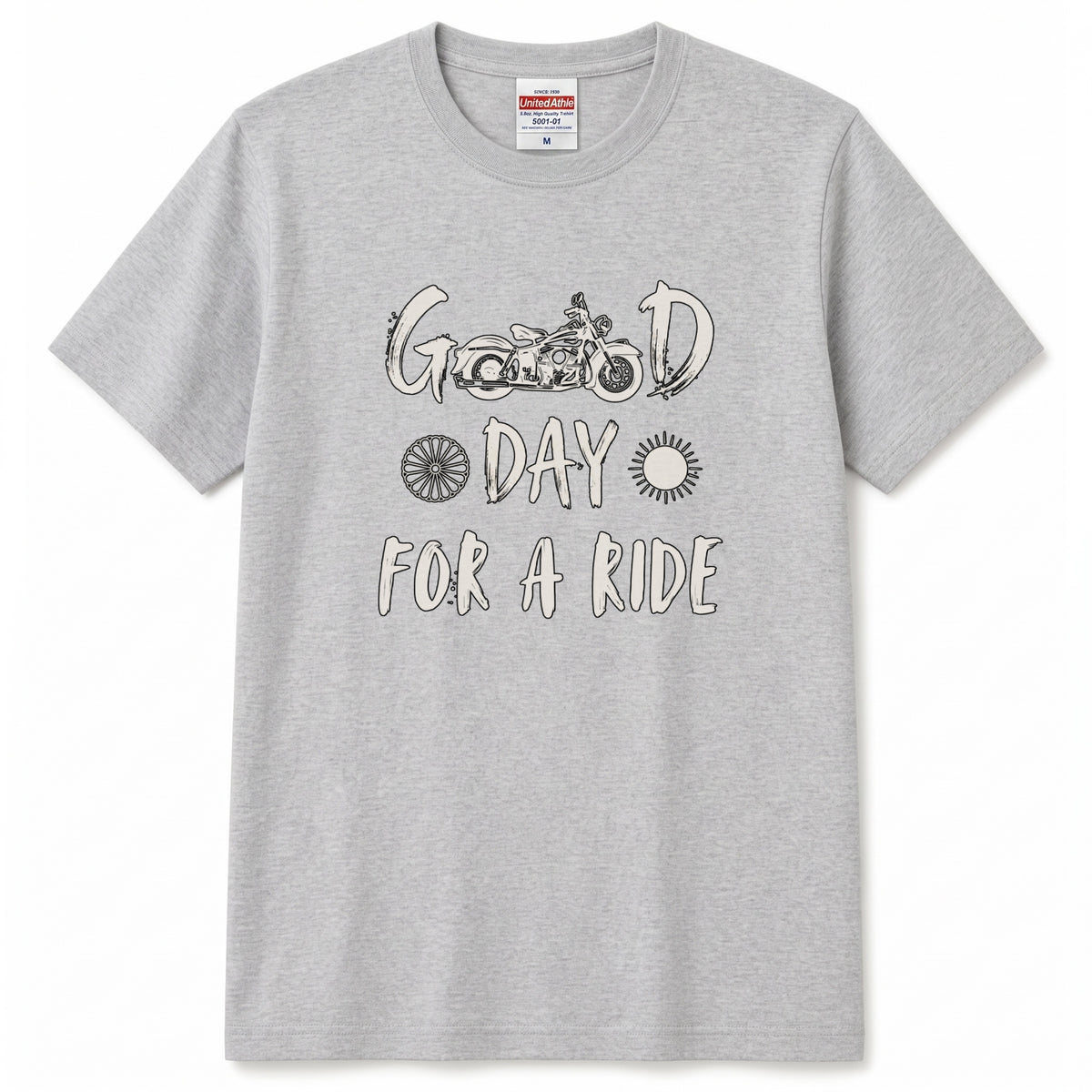 GOOD DAY FOR A RIDE | ビンテージ モーターサイクル 手書き風 グラフィック Tシャツ【バイク乗りの日常・ツーリング・オシャレ・ギフトに最適】