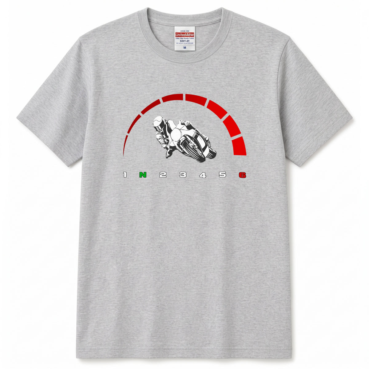 スーパースポーツ | 1N23456 シフトパターン レッドゾーン ライダー Tシャツ【バイク好き・SS・ワインディング・サーキット・誕生日ギフトに最適】