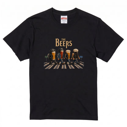 THE BEERS Neoclassic  | バイク 狂 クラフトビール 横断歩道 ゆるかわ パロディ Tシャツ【バイク好き・ライダー・父の日・イベント・プレゼントに最適】