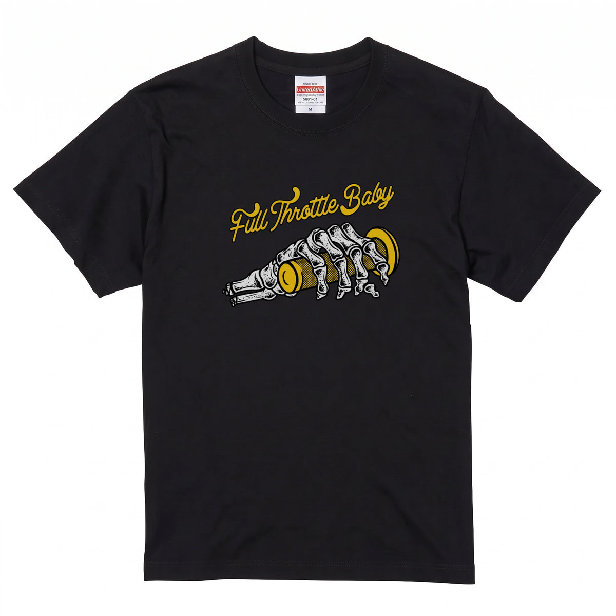FULL THROTTLE | スケルトン ハンド アクセル グラフィック Tシャツ【バイク乗りの日常・カスタム・オシャレ・ギフトに最適】