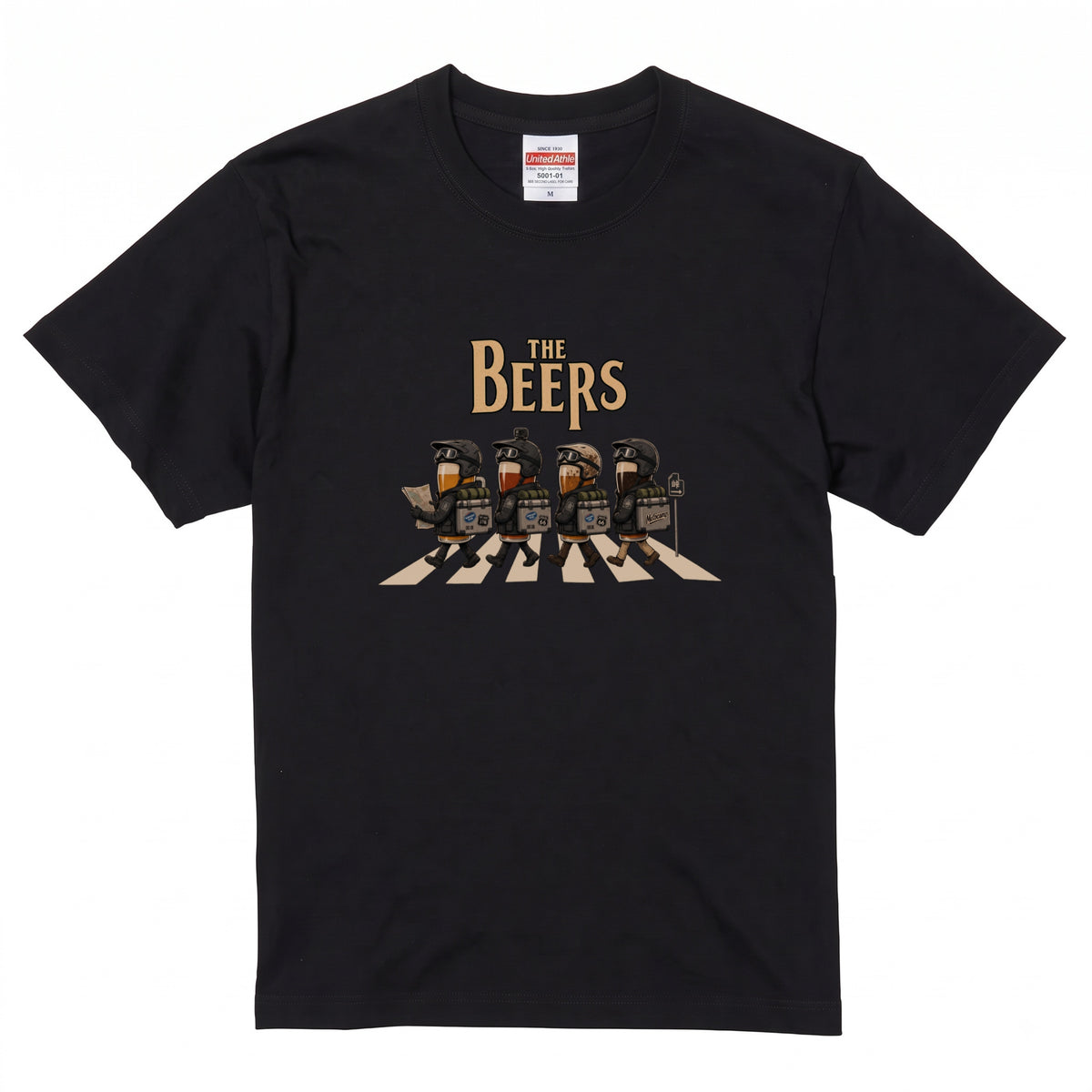 THE BEERS Adventure | ロングツーリング アドベンチャーバイク クラフトビール 横断歩道 パロディ Tシャツ【ライダー・バイク旅・父の日・イベント・プレゼントに最適】