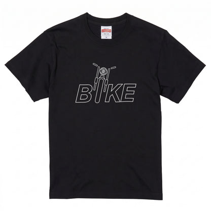 BIKE TYPO | バイク シルエット 英字ロゴ モーターサイクル グラフィック Tシャツ【バイク乗りの日常・普段着・オシャレ・ギフトに最適】