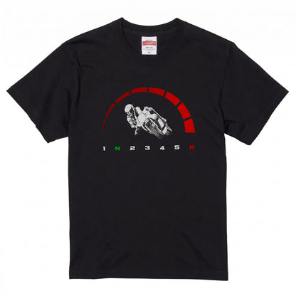 スーパースポーツ | 1N23456 シフトパターン レッドゾーン ライダー Tシャツ【バイク好き・SS・ワインディング・サーキット・誕生日ギフトに最適】