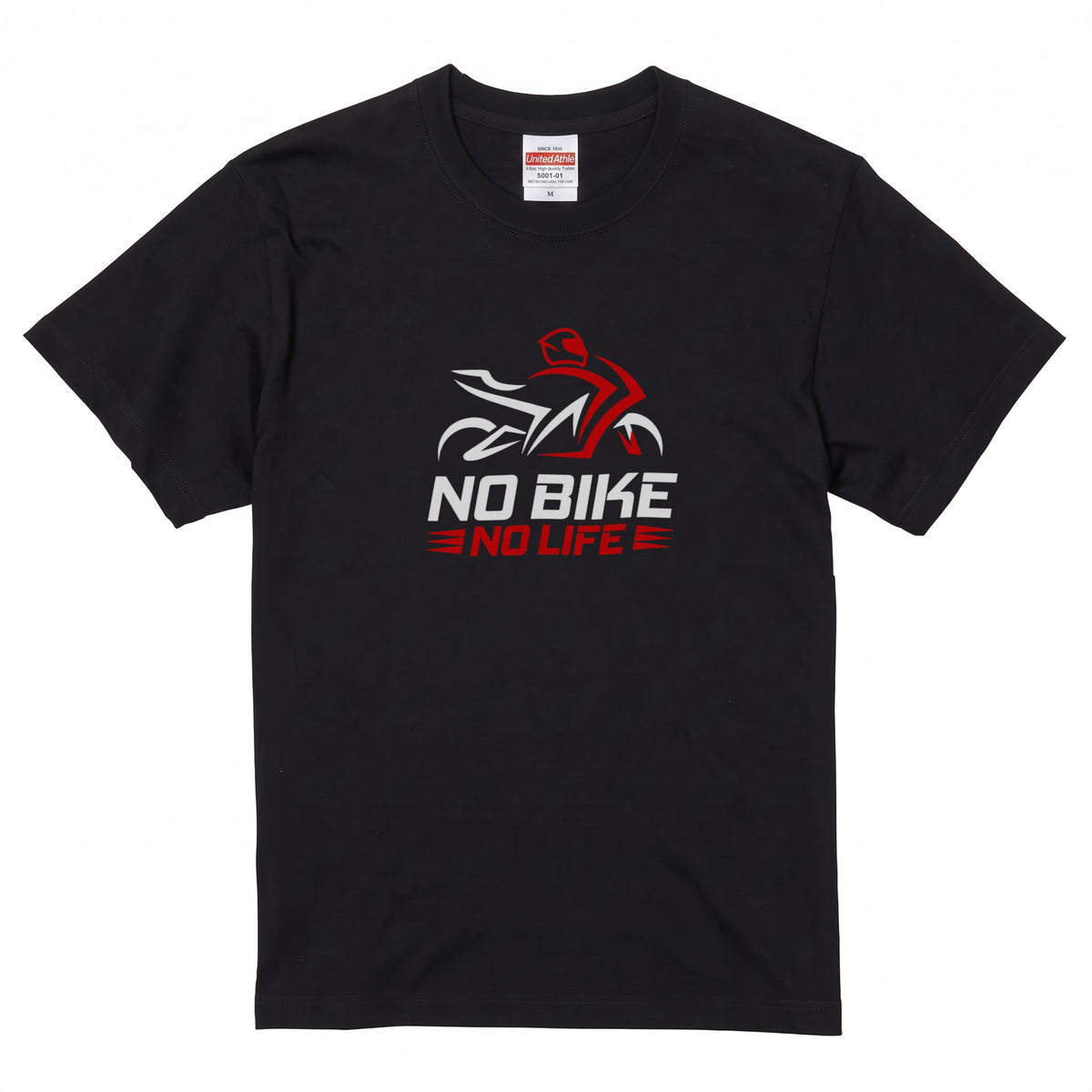 NO BIKE NO LIFE | バイクシルエット スタイリッシュ グラフィック Tシャツ【バイク乗りの日常・サーキット・オシャレ・ギフトに最適】