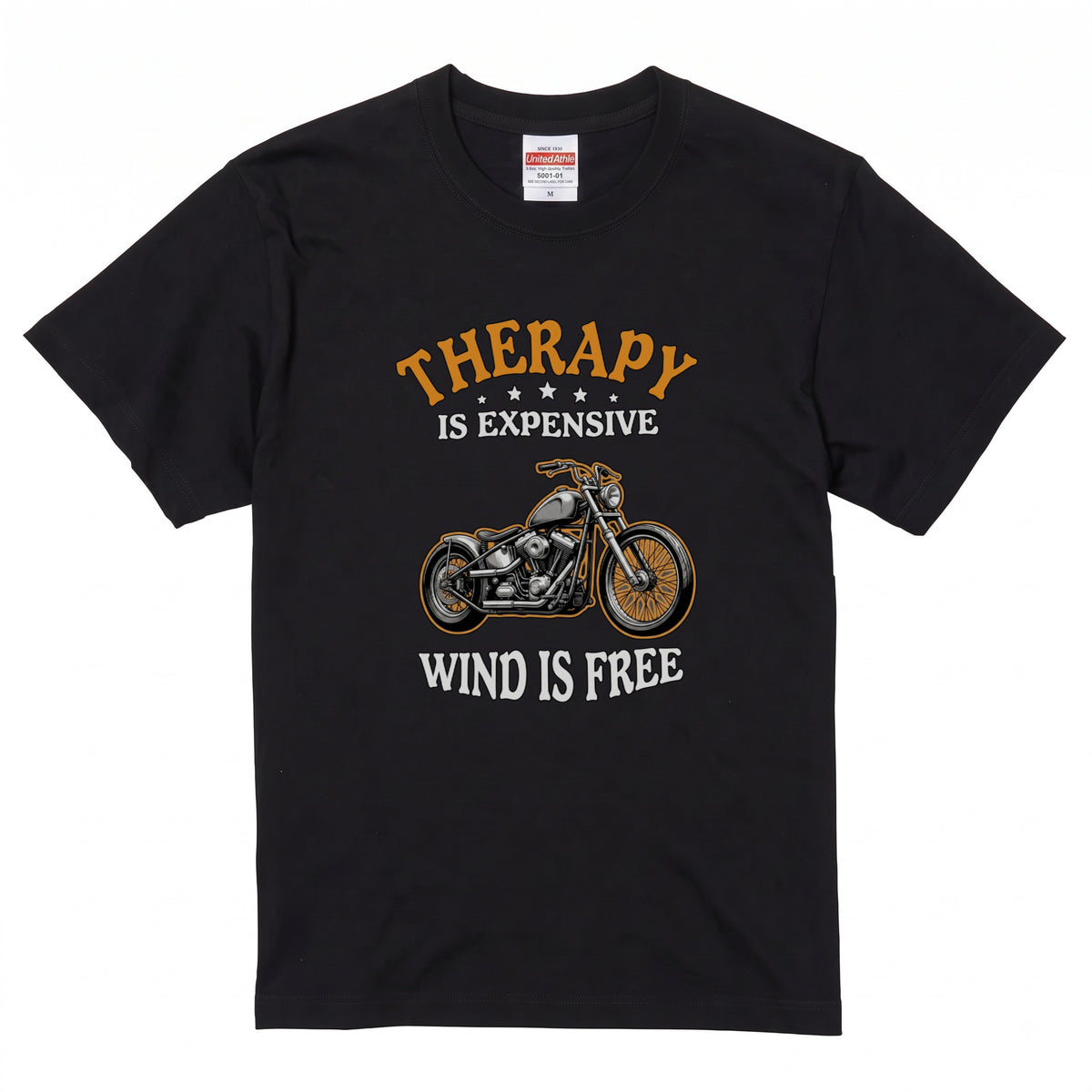 THERAPY & WIND | ビンテージ チョッパー モーターサイクル レトロ グラフィック Tシャツ【バイク乗りの日常・ツーリング・オシャレ・ギフトに最適】