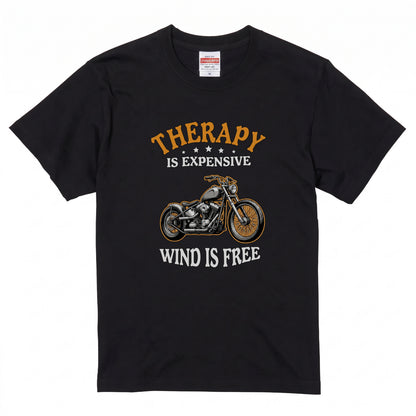 THERAPY & WIND | ビンテージ チョッパー モーターサイクル レトロ グラフィック Tシャツ【バイク乗りの日常・ツーリング・オシャレ・ギフトに最適】