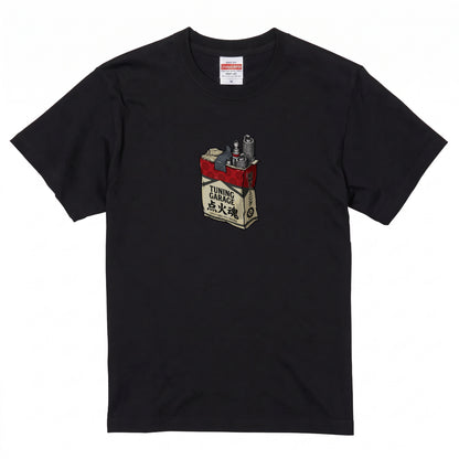 点火魂 | 昭和チューニング ガレージ 点火プラグ レトロパッケージ Tシャツ【ライダー・バイク男子・旧車會・父の日・プレゼントに最適】