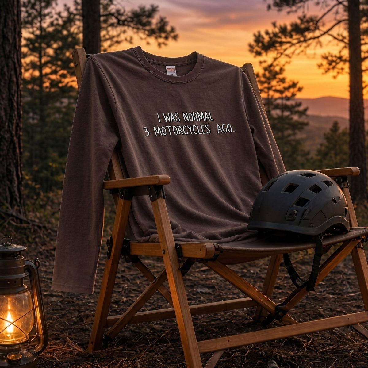 バイク おもしろ ロンT I WAS NORMAL 3 MOTORCYCLES AGO メッセージ 長袖 Tシャツ メンズ レディース バイク乗り ライダー ツーリング 服 ギフト