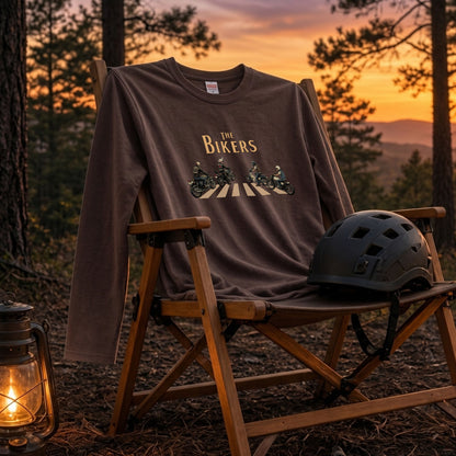 THE BIKERS RIDE | ライダー仲間 バイク走行 イラスト おもしろ かわいい 長袖Tシャツ【バイク好き・ツーリングウェア・普段着・プレゼントに最適】
