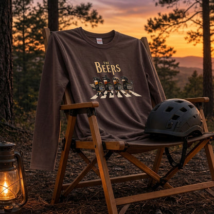 【キャンプ＆バイク好き必見】THE BEERS ロングスリーブ Tシャツ アドベンチャー ツーリング バイクウェア お酒好き ビール カジュアル プレゼント