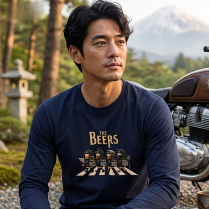 【キャンプ＆バイク好き必見】THE BEERS ロングスリーブ Tシャツ アドベンチャー ツーリング バイクウェア お酒好き ビール カジュアル プレゼント