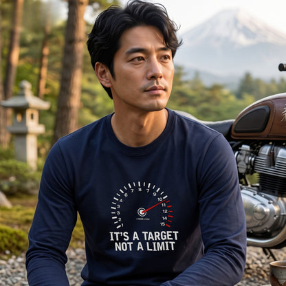 バイク 車 ロンT タコメーター レッドゾーン IT'S A TARGET NOT A LIMIT スピードメーター 長袖 Tシャツ メッセージ おもしろ メンズ レディース バイク乗り ライダー ツーリング 服 ギフト