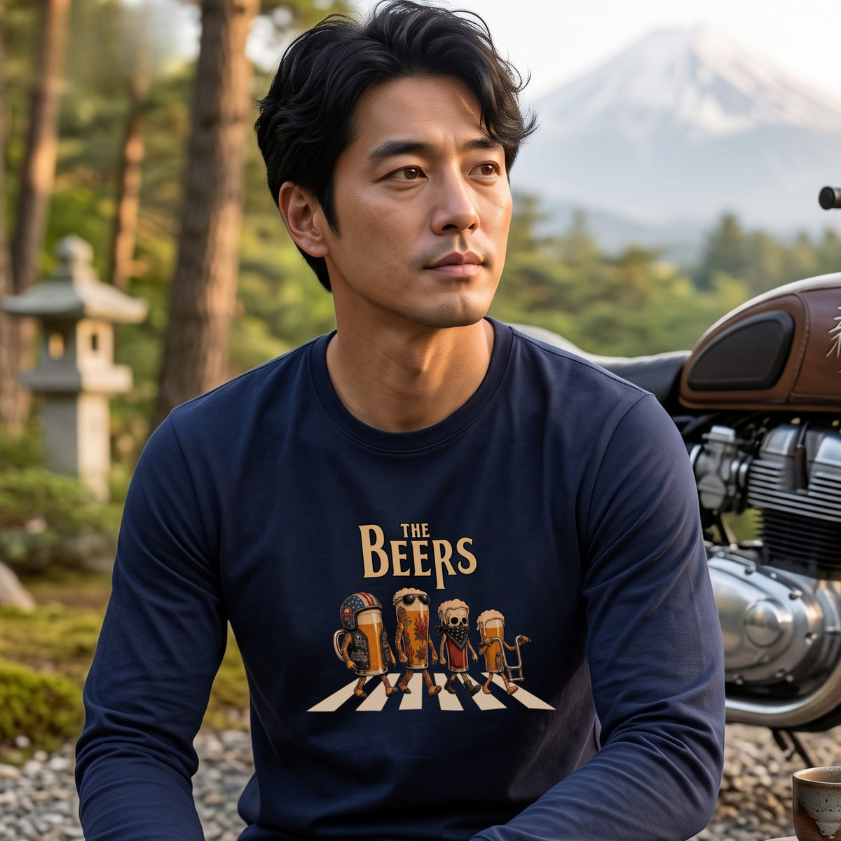 THE BEERS ロングスリーブ Tシャツ ビール好き バイク乗り アメリカン バイカー ツーリング カジュアル プレゼント