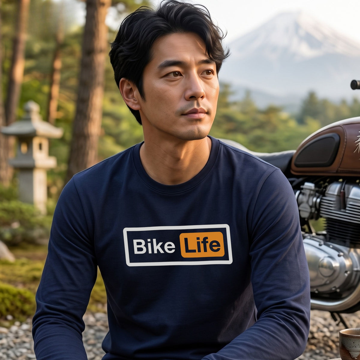バイク おもしろ ロンT Bike Life パロディ ボックスロゴ 長袖 Tシャツ メンズ レディース バイク乗り ライダー ツーリング 服 ギフト