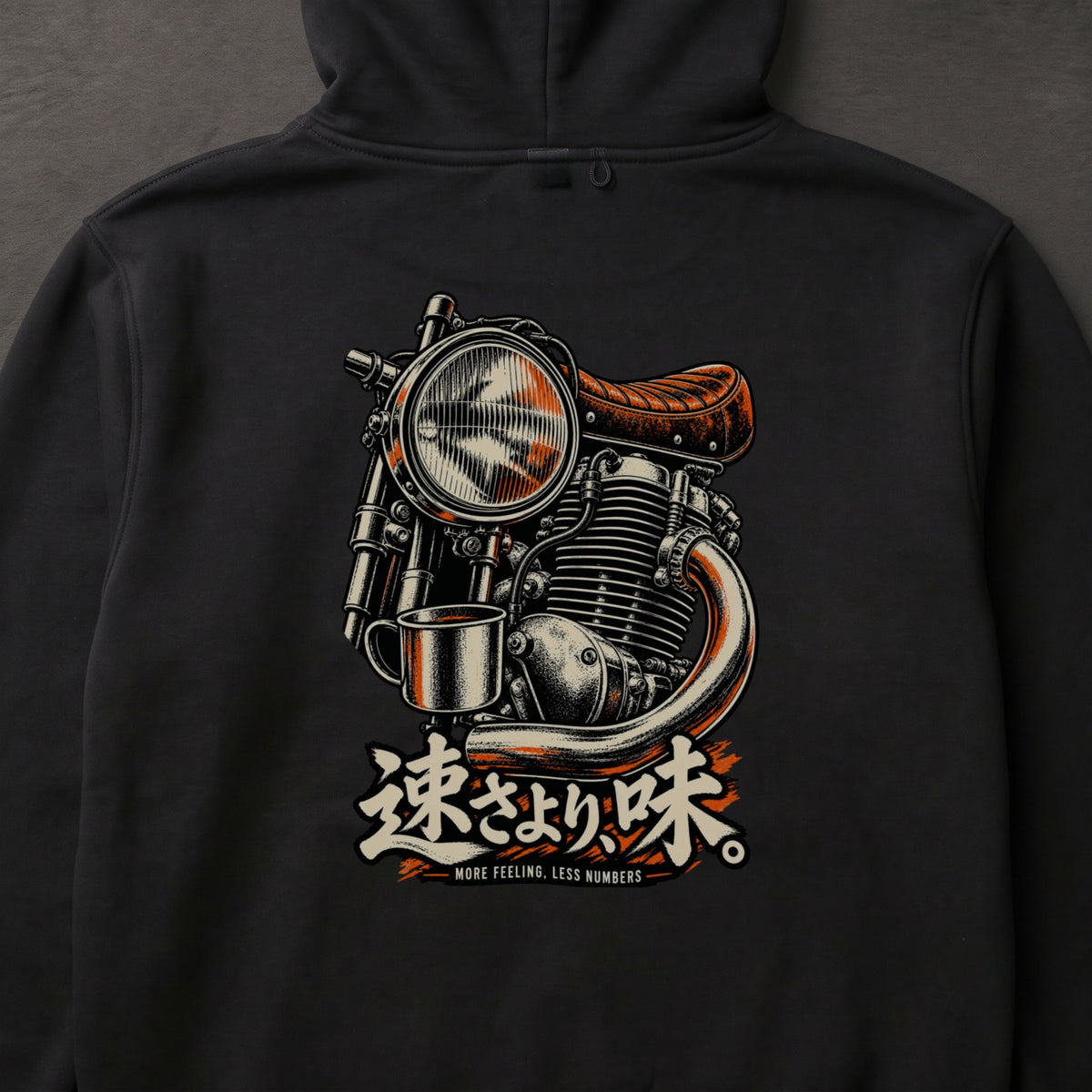 速さより、味。 バイク パーカー ｜バックプリント