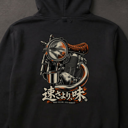 速さより、味。 バイク パーカー ｜バックプリント