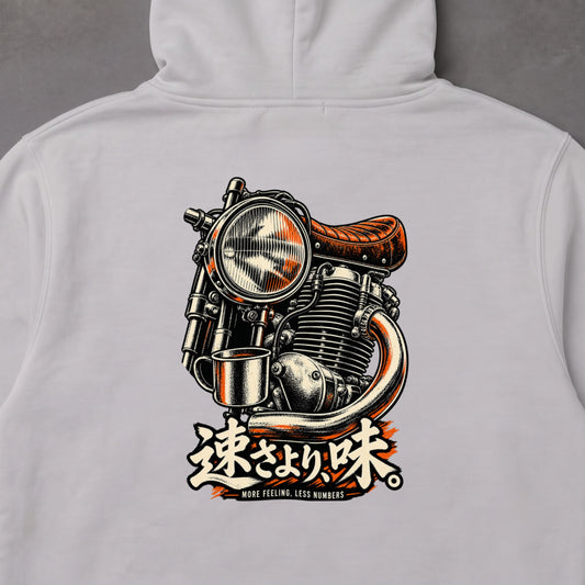 速さより、味。 バイク パーカー ｜バックプリント