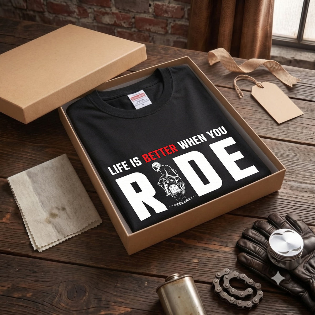 WHEN YOU RIDE | バイクライフ スタイリッシュ タイポグラフィ グラフィック Tシャツ【バイク乗りの日常・ツーリング・オシャレ・ギフトに最適】