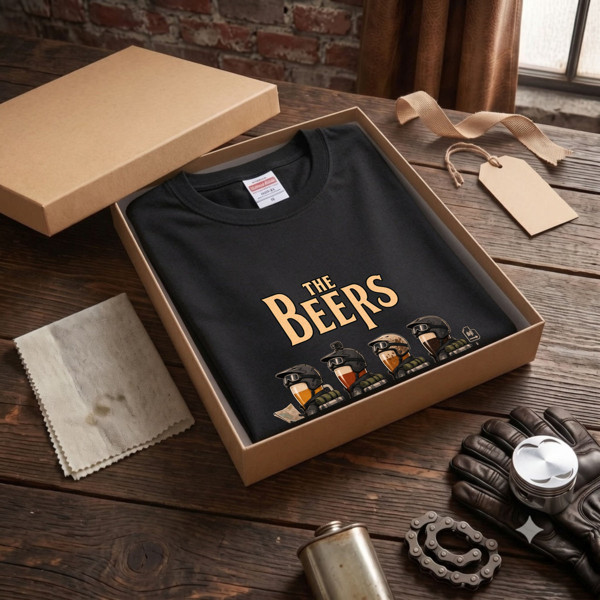 THE BEERS Adventure | ロングツーリング アドベンチャーバイク クラフトビール 横断歩道 パロディ Tシャツ【ライダー・バイク旅・父の日・イベント・プレゼントに最適】