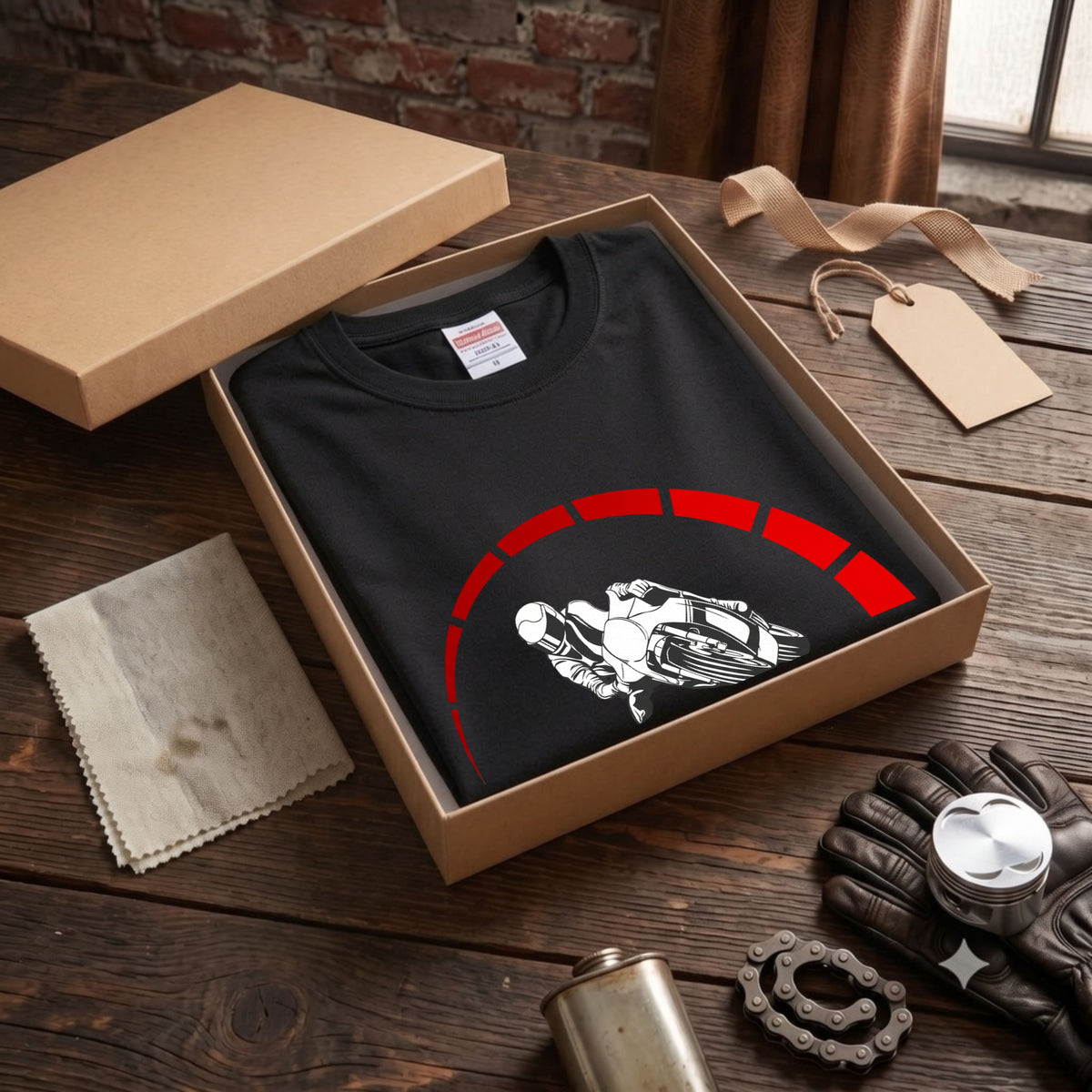 スーパースポーツ | 1N23456 シフトパターン レッドゾーン ライダー Tシャツ【バイク好き・SS・ワインディング・サーキット・誕生日ギフトに最適】