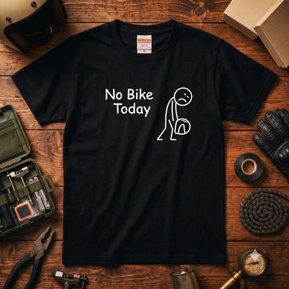 No Bike Today 悲しい棒人間黒Tシャツ | RIDERSMODE
