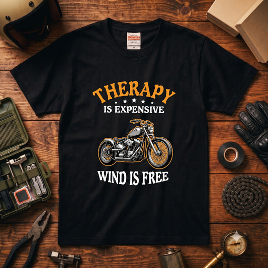 THERAPY & WIND | ビンテージ チョッパー モーターサイクル レトロ グラフィック Tシャツ【バイク乗りの日常・ツーリング・オシャレ・ギフトに最適】