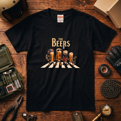 THE BEERS CHOPPER | アメリカンバイク チョッパー クラフトビール 横断歩道 筆文字 パロディ Tシャツ【ライダー・ハーレー乗り・父の日・プレゼントに最適】
