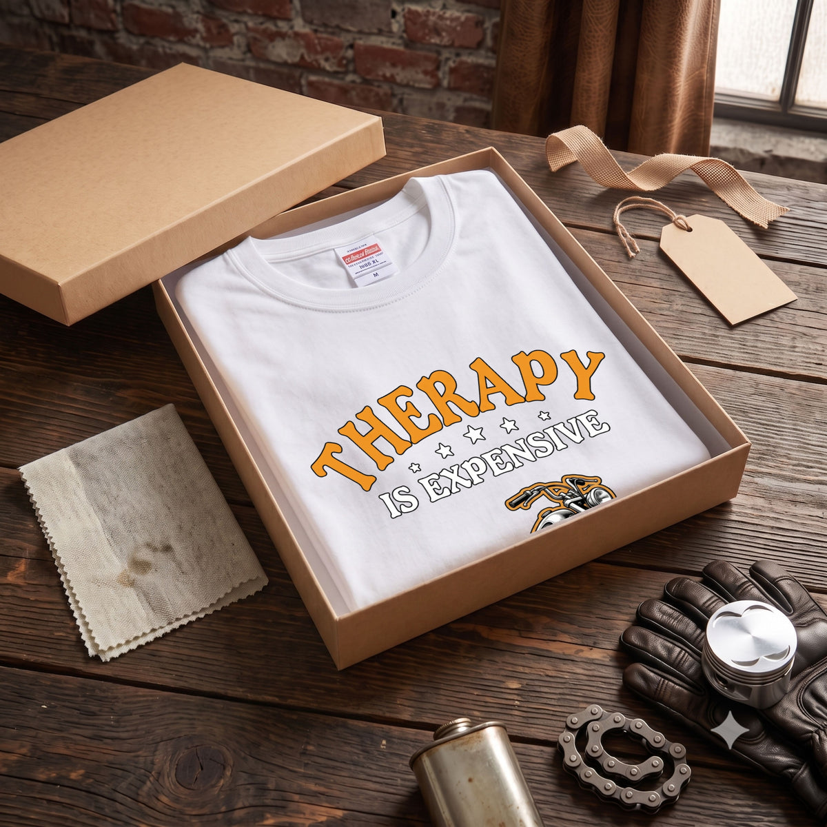 THERAPY & WIND | ビンテージ チョッパー モーターサイクル レトロ グラフィック Tシャツ【バイク乗りの日常・ツーリング・オシャレ・ギフトに最適】