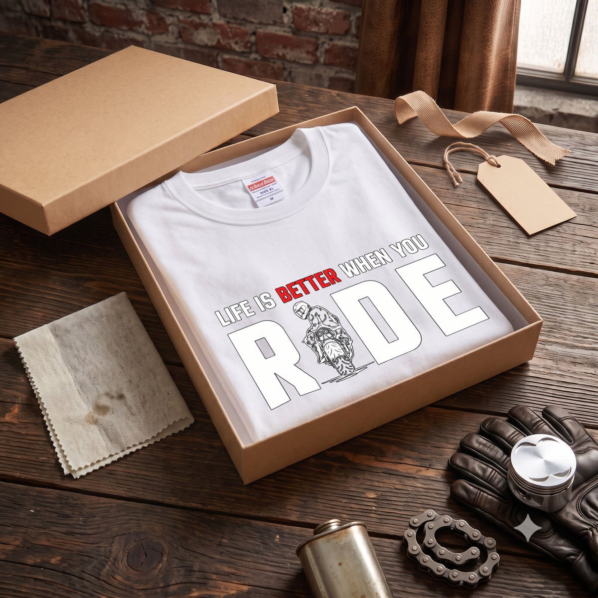 WHEN YOU RIDE | バイクライフ スタイリッシュ タイポグラフィ グラフィック Tシャツ【バイク乗りの日常・ツーリング・オシャレ・ギフトに最適】