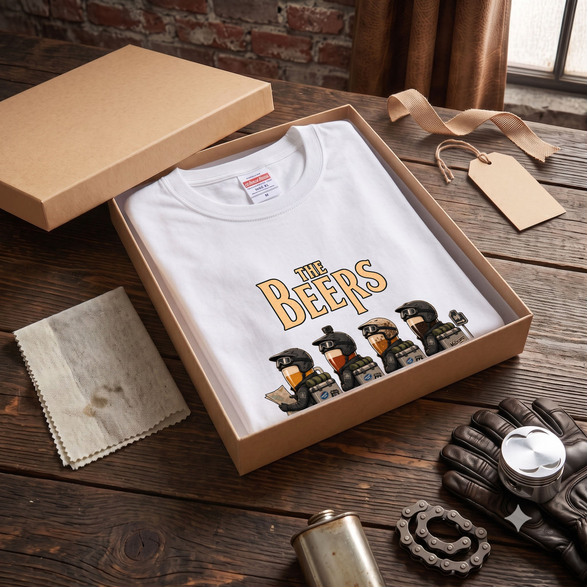 THE BEERS Adventure | ロングツーリング アドベンチャーバイク クラフトビール 横断歩道 パロディ Tシャツ【ライダー・バイク旅・父の日・イベント・プレゼントに最適】