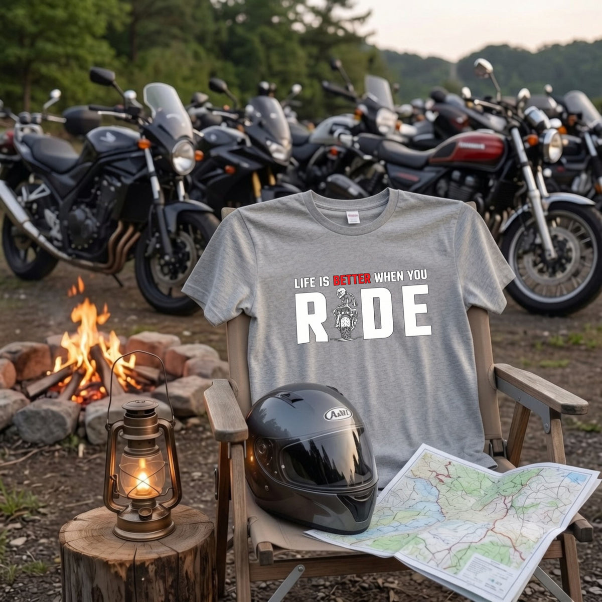 WHEN YOU RIDE | バイクライフ スタイリッシュ タイポグラフィ グラフィック Tシャツ【バイク乗りの日常・ツーリング・オシャレ・ギフトに最適】