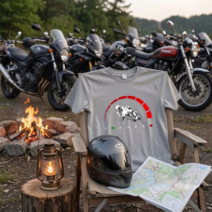 スーパースポーツ | 1N23456 シフトパターン レッドゾーン ライダー Tシャツ【バイク好き・SS・ワインディング・サーキット・誕生日ギフトに最適】