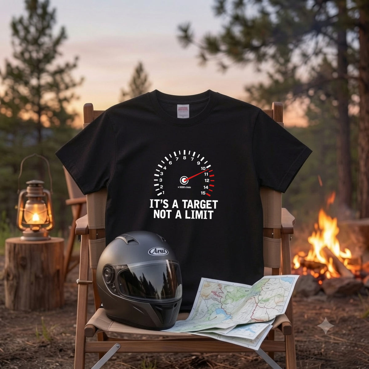 IT'S A TARGET | バイク メーター レッドゾーン グラフィック Tシャツ【バイク乗りの日常・ワインディング・オシャレ・ギフトに最適】