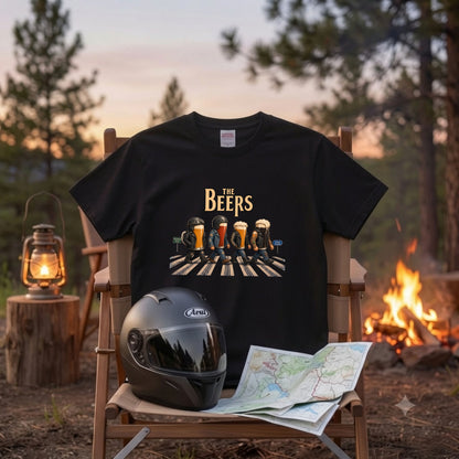 THE BEERS Neoclassic  | バイク 狂 クラフトビール 横断歩道 ゆるかわ パロディ Tシャツ【バイク好き・ライダー・父の日・イベント・プレゼントに最適】