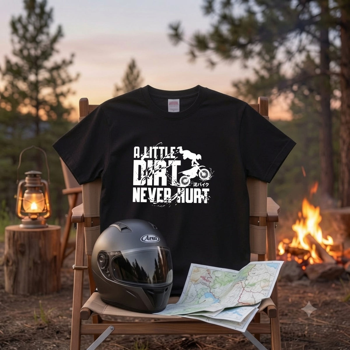 DIRT BIKE | オフロード バイク 林道ツーリング モトクロス パロディ Tシャツ【バイク乗りの日常・アウトドア・オシャレ・ギフトに最適】