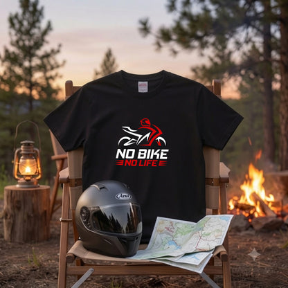 NO BIKE NO LIFE | バイクシルエット スタイリッシュ グラフィック Tシャツ【バイク乗りの日常・サーキット・オシャレ・ギフトに最適】