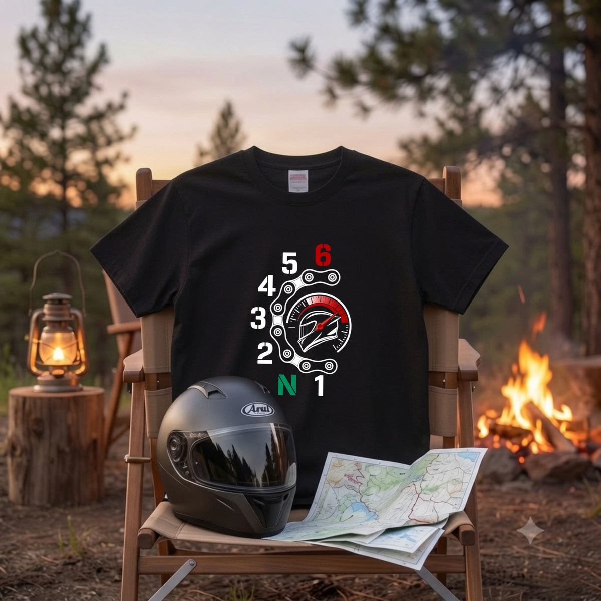 MOTO SHIFT CHAIN | バイクチェーン メーター レッドライン グラフィック Tシャツ【バイク乗りの日常・ツーリング・オシャレ・ギフトに最適】