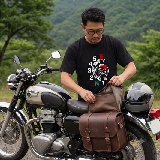 MOTO SHIFT CHAIN | バイクチェーン メーター レッドライン グラフィック Tシャツ【バイク乗りの日常・ツーリング・オシャレ・ギフトに最適】