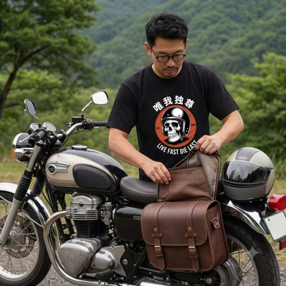 LIVE FAST DIE LAST | 唯我独尊 骸骨 ジェッペル レトロ ライダース グラフィック Tシャツ【バイク乗りの日常・ツーリング・オシャレ・ギフトに最適】
