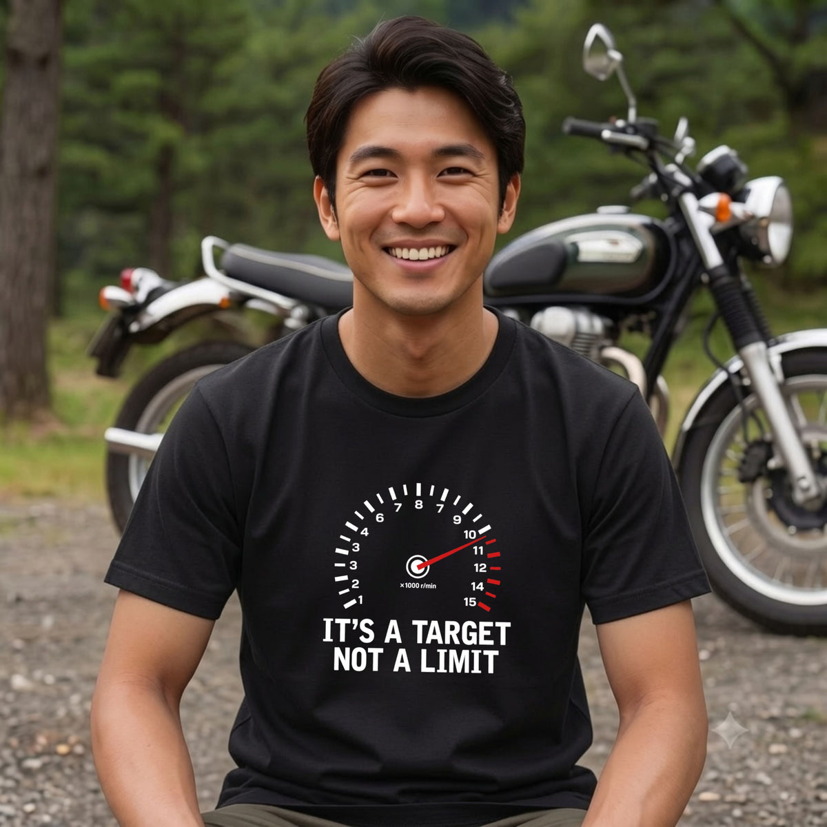 IT'S A TARGET | バイク メーター レッドゾーン グラフィック Tシャツ【バイク乗りの日常・ワインディング・オシャレ・ギフトに最適】