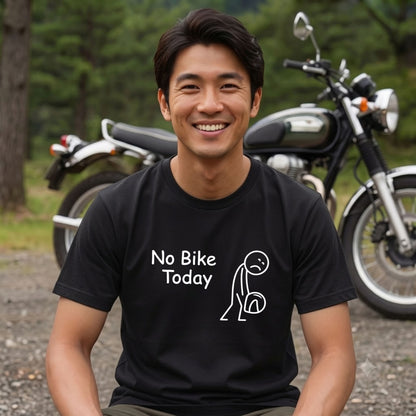 No Bike Today 悲しい棒人間黒Tシャツ | RIDERSMODE