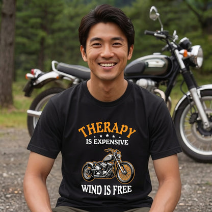 THERAPY & WIND | ビンテージ チョッパー モーターサイクル レトロ グラフィック Tシャツ【バイク乗りの日常・ツーリング・オシャレ・ギフトに最適】