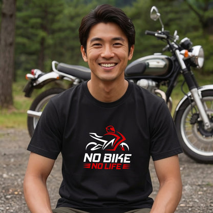 NO BIKE NO LIFE | バイクシルエット スタイリッシュ グラフィック Tシャツ【バイク乗りの日常・サーキット・オシャレ・ギフトに最適】