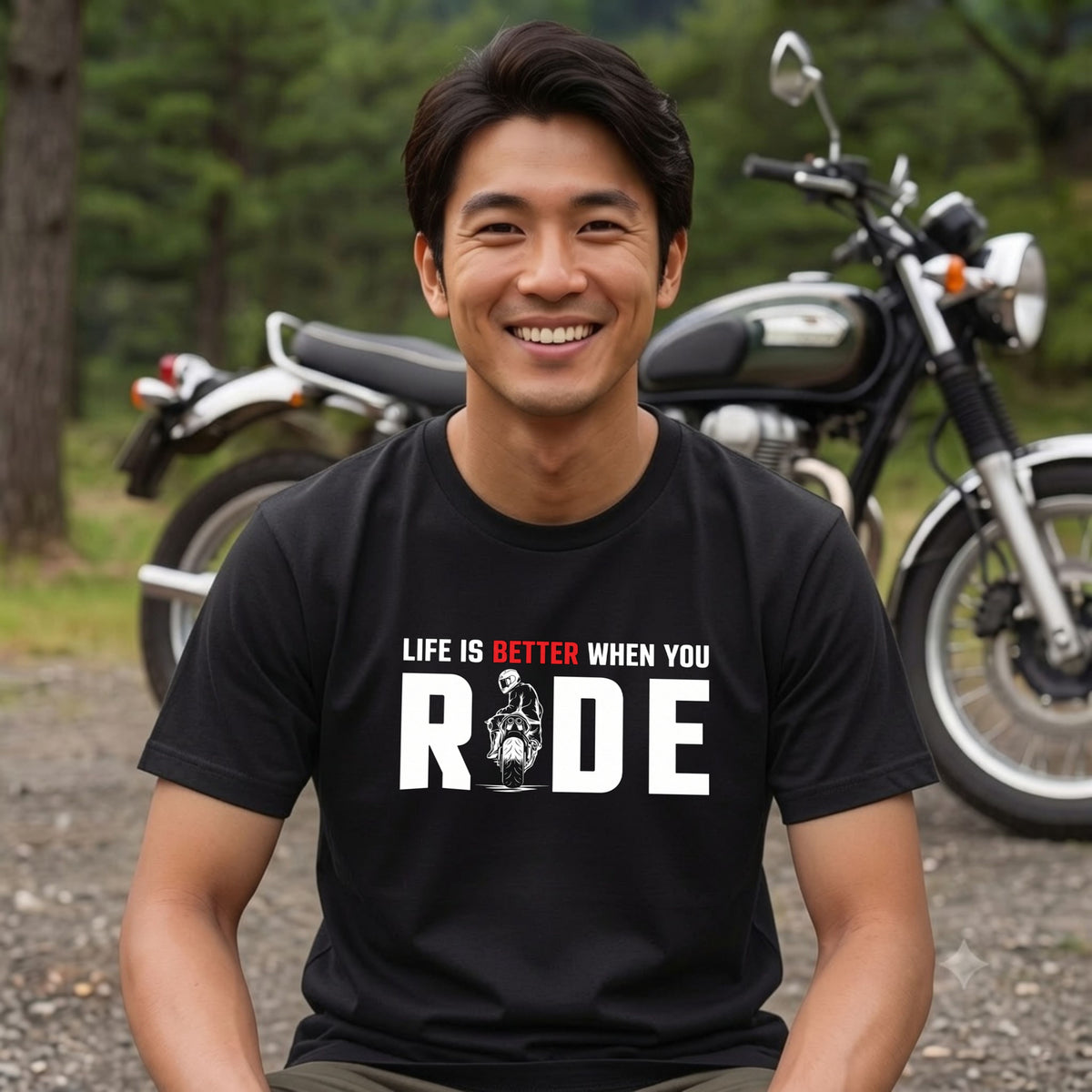 WHEN YOU RIDE | バイクライフ スタイリッシュ タイポグラフィ グラフィック Tシャツ【バイク乗りの日常・ツーリング・オシャレ・ギフトに最適】