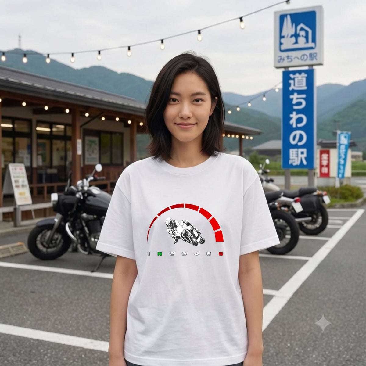 スーパースポーツ | 1N23456 シフトパターン レッドゾーン ライダー Tシャツ【バイク好き・SS・ワインディング・サーキット・誕生日ギフトに最適】