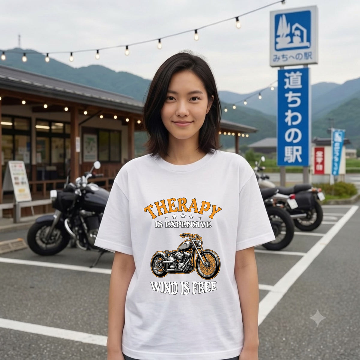 THERAPY & WIND | ビンテージ チョッパー モーターサイクル レトロ グラフィック Tシャツ【バイク乗りの日常・ツーリング・オシャレ・ギフトに最適】