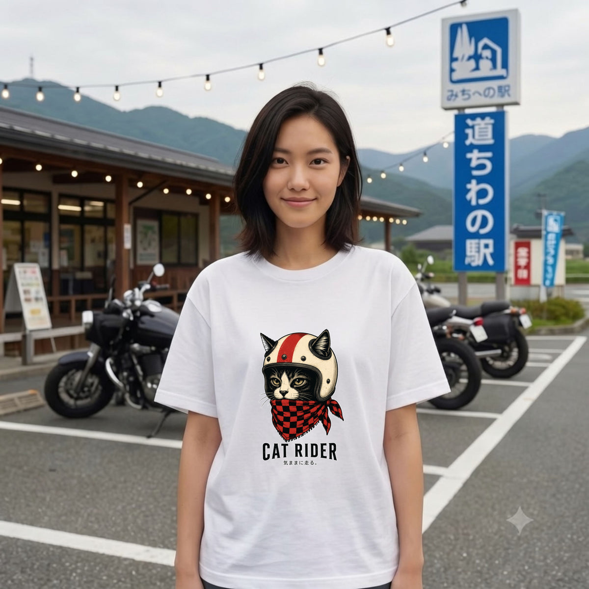 VINTAGE CAT RIDER | クラシック ヘルメット 猫グラフィック アメカジ モーターサイクル Tシャツ【バイカーファッション・普段着・ツーリング・ユニセックス・ギフトに最適】
