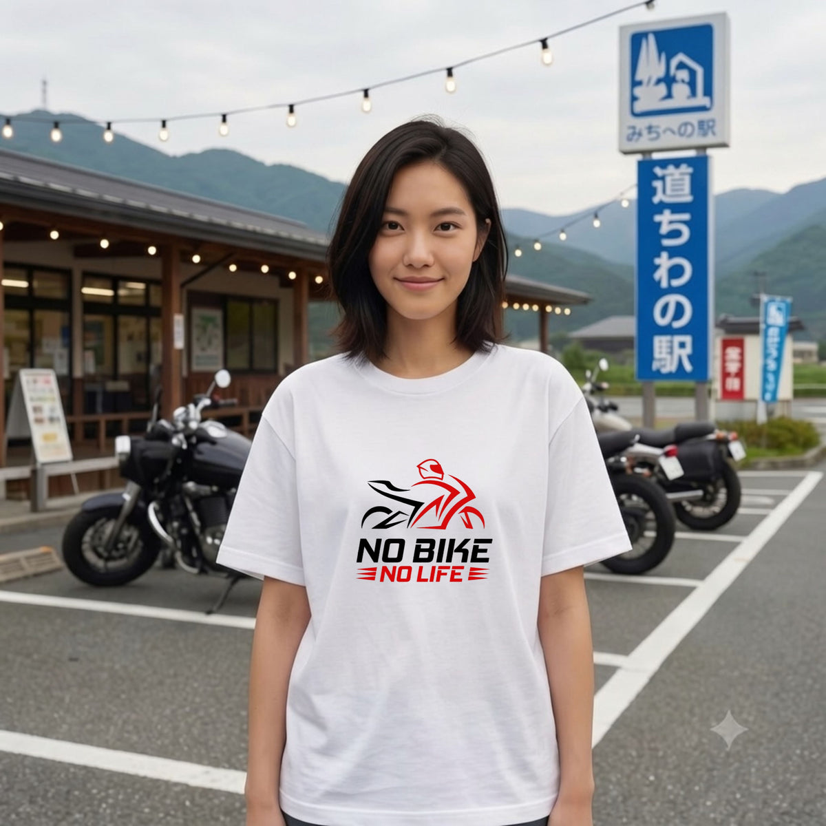 NO BIKE NO LIFE | バイクシルエット スタイリッシュ グラフィック Tシャツ【バイク乗りの日常・サーキット・オシャレ・ギフトに最適】